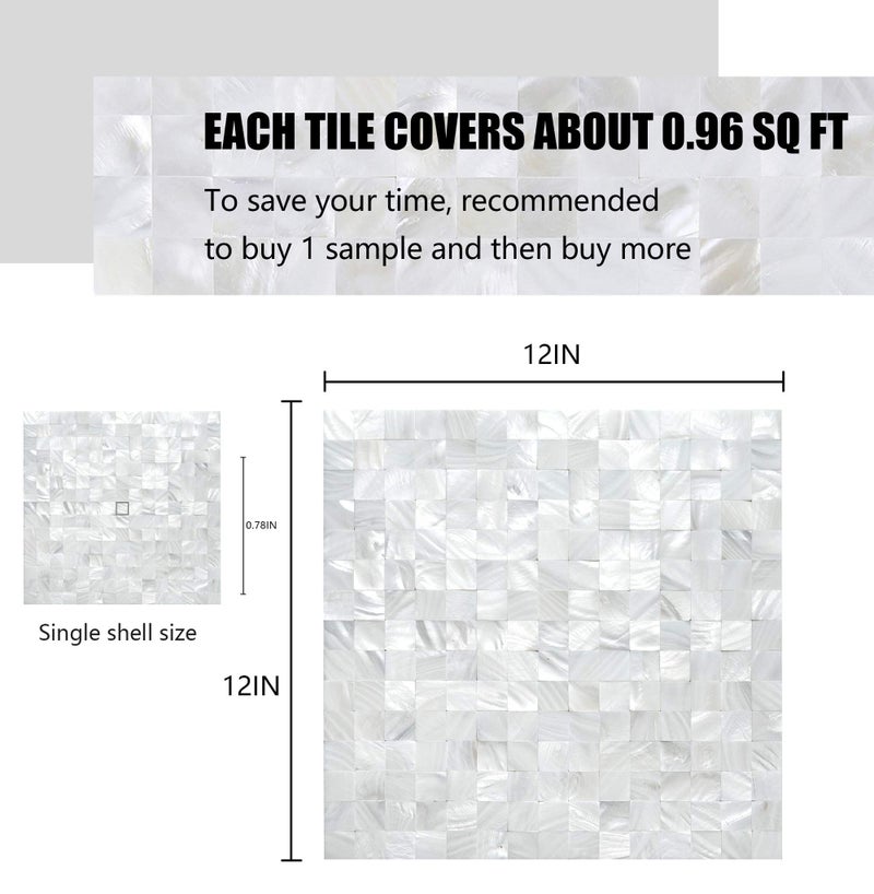 KASARO Peel and Stick Backsplash Shell Tiles, Mother of Pearl Self Adhesive Wall Tiles for Bathroom Bedroom Decor, White, 10-Sheet - Image 2